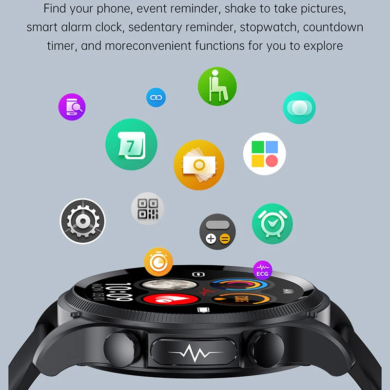 Mens Smartwatch ECG Heart Rate SpO2 Sleep Monitor Fitness Tracker