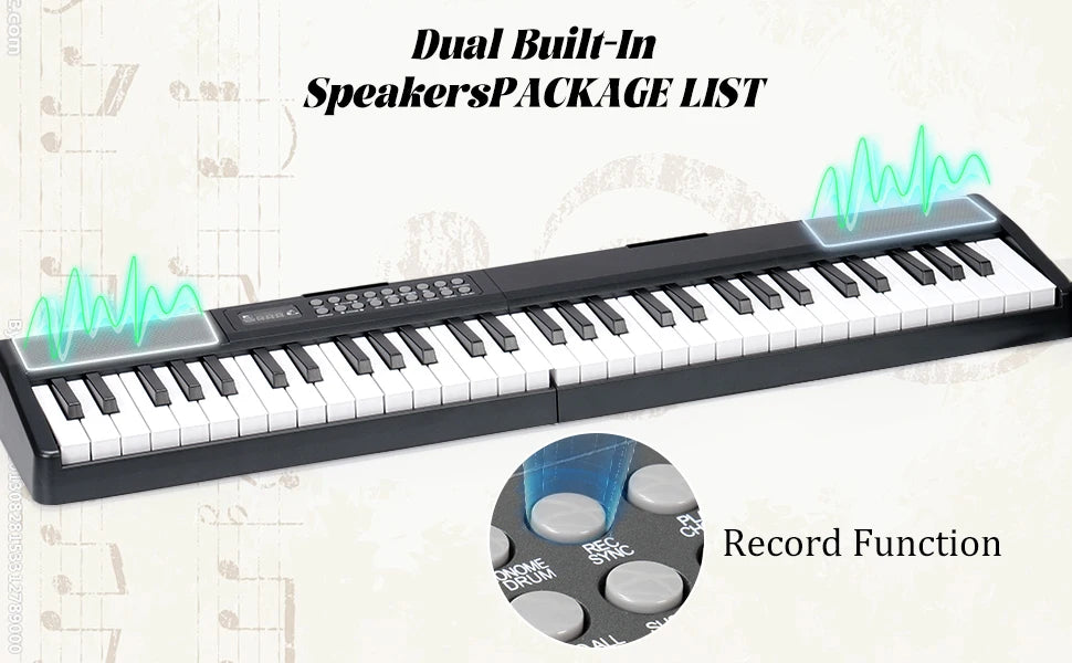 Hign-concerned 61 Keys Portable Folding Keyboard Piano