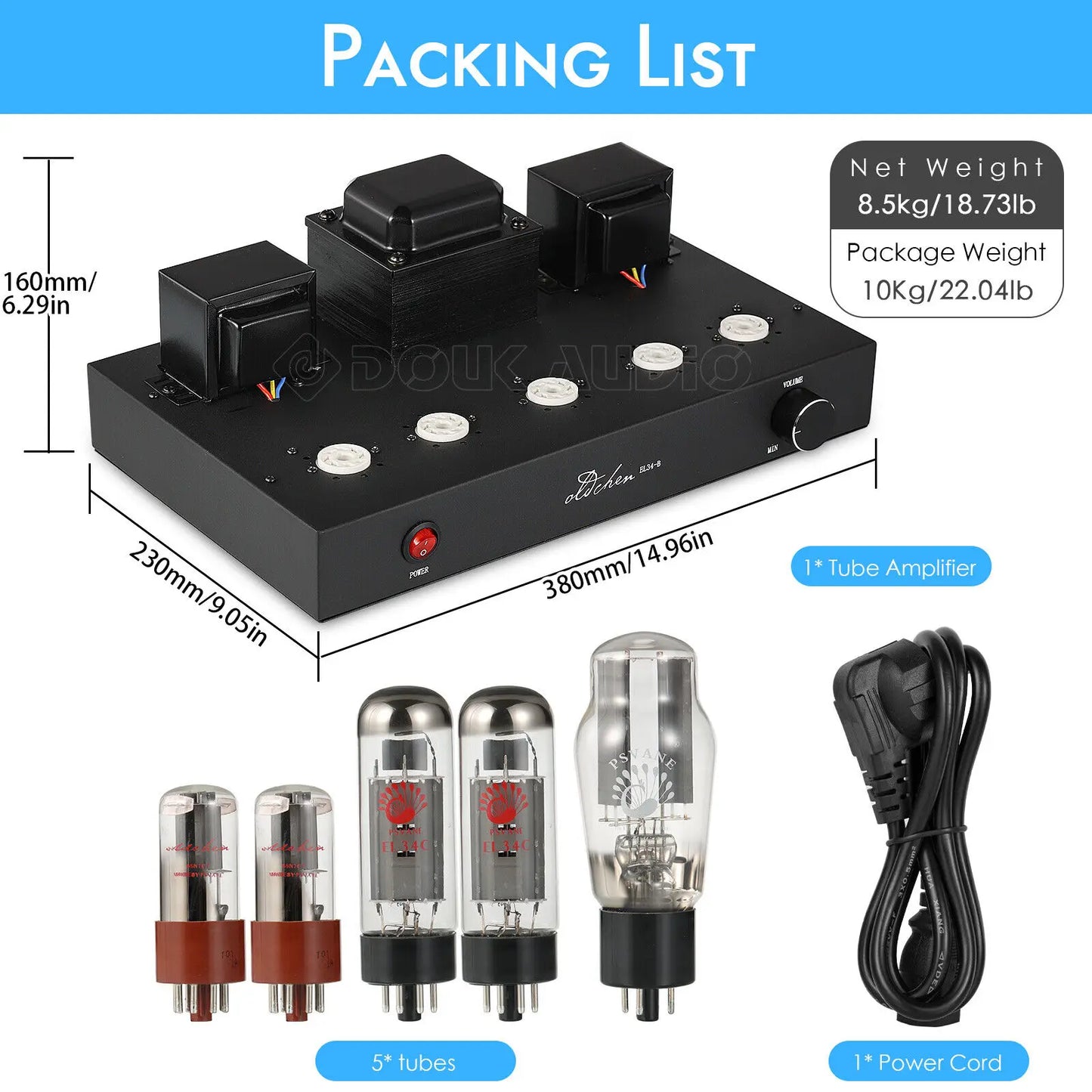 Douk Audio HiFi EL34 Valve Tube Power Amplifier Class A