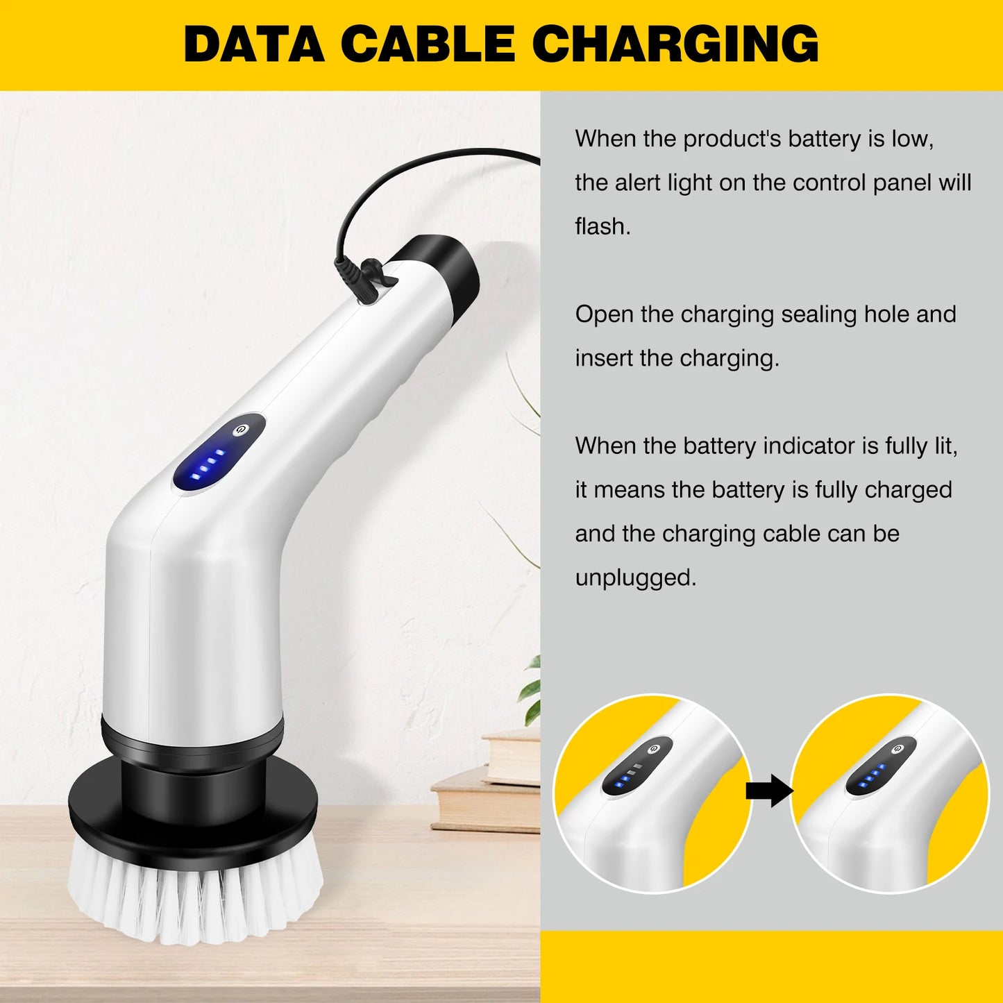 WEIRONG 3 In 1 Electric Cleaning Brush Cordless Spin Scrubber