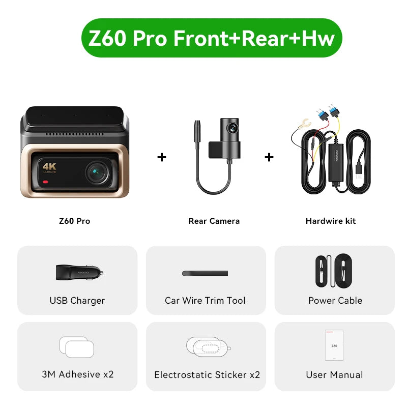 Ddpai Z60 Pro 4K Dash Cam Sony Starvis2 Sensor GPS