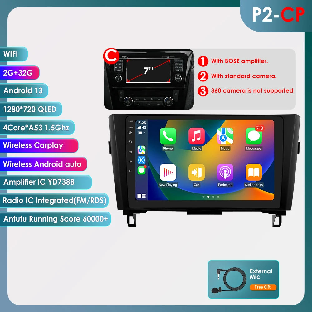 OSSURE Android 14 Car Stereo Nissan Qashqai J11 2DIN