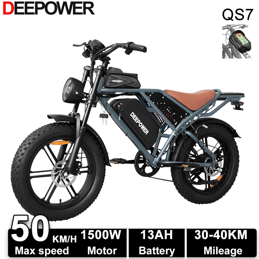 DEEPOWER QS7 1500W Off Road Fat Tire Electric Mountain Bike
