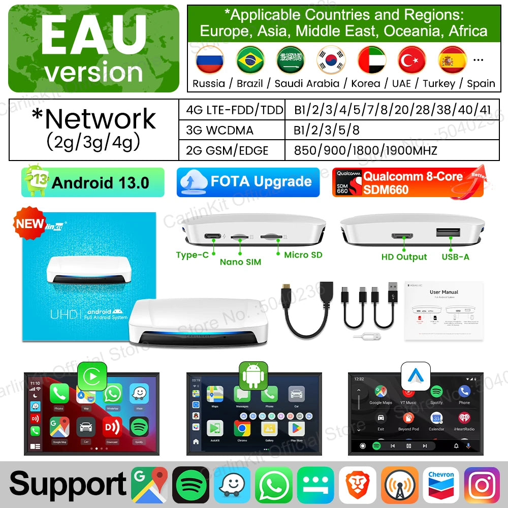 Carlinkit UHD Android 13 CarPlay AI HDMI Streaming Box 8GB 128GB