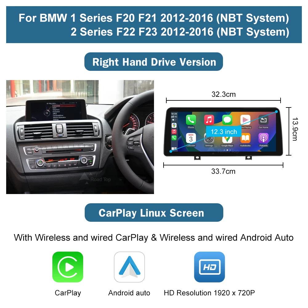 Road Top CarPlay Android Auto Multimedia Display For BMW
