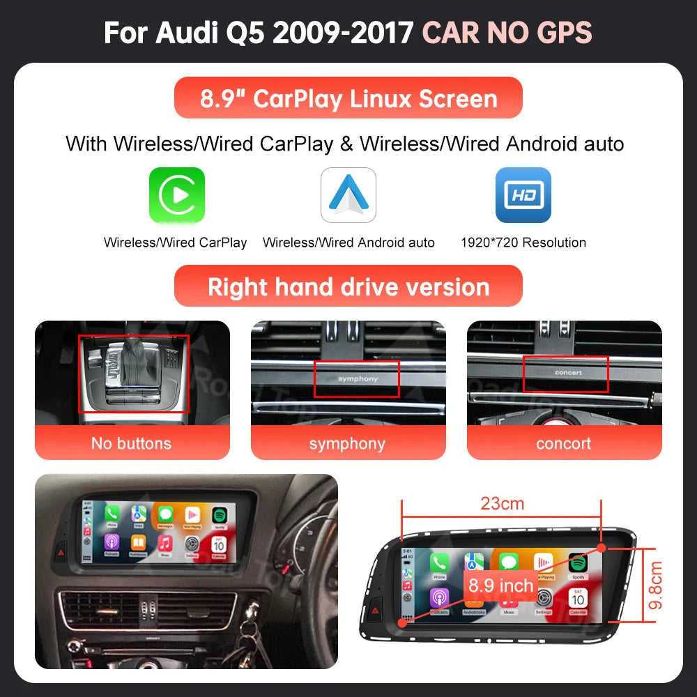 Wincago Android Auto CarPlay Touchscreen Receiver for Audi Q5