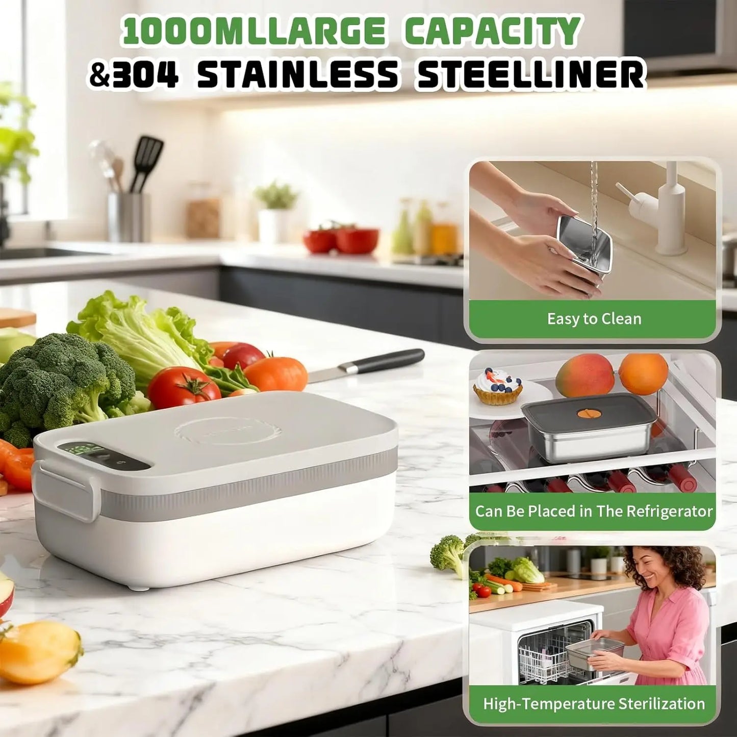 Totitom Cordless Electric Lunch Box with Timer and Adjustable Heat