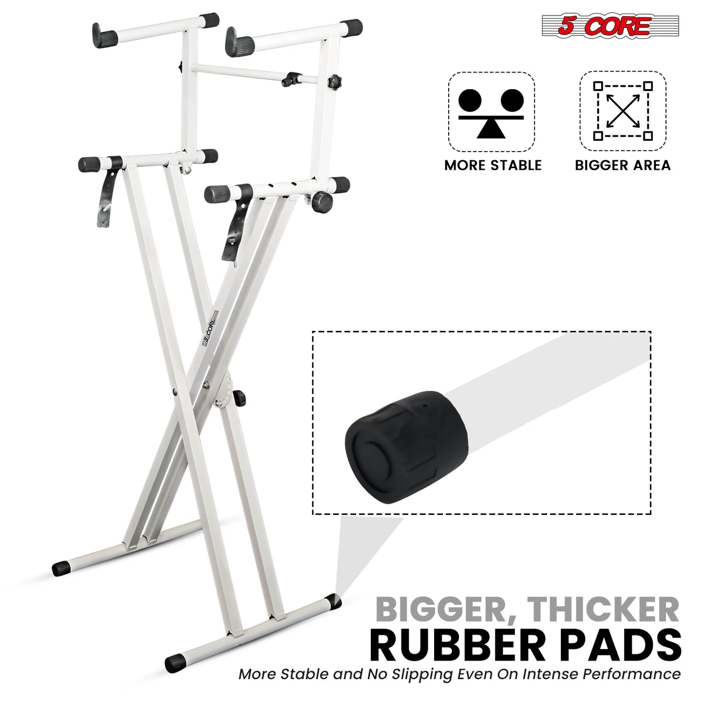 5 CORE 2 Tier Keyboard Stand Double X Style Adjustable