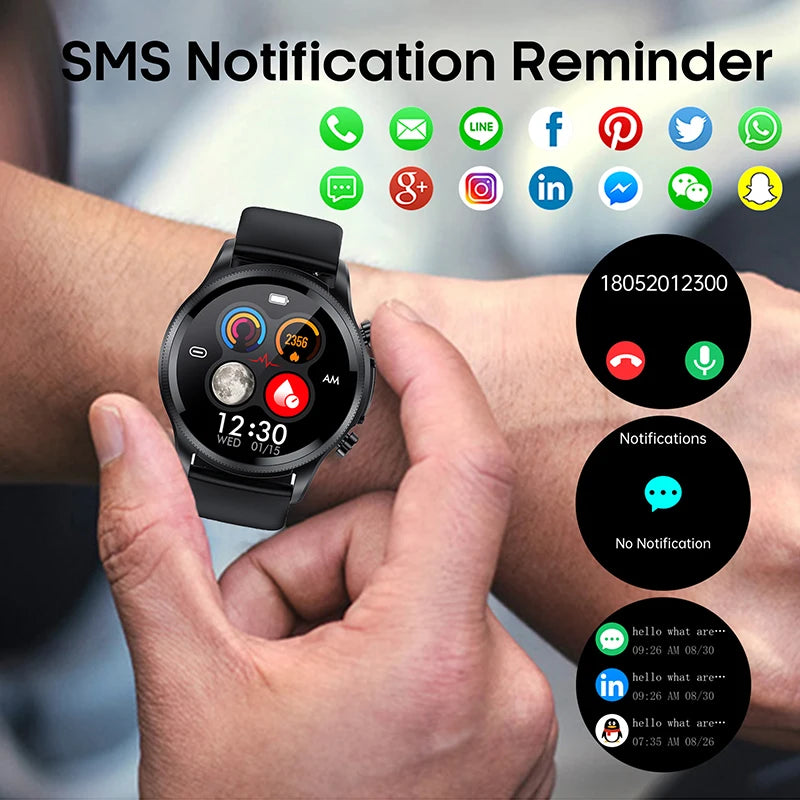 Mens Smartwatch ECG Heart Rate SpO2 Sleep Monitor Fitness Tracker