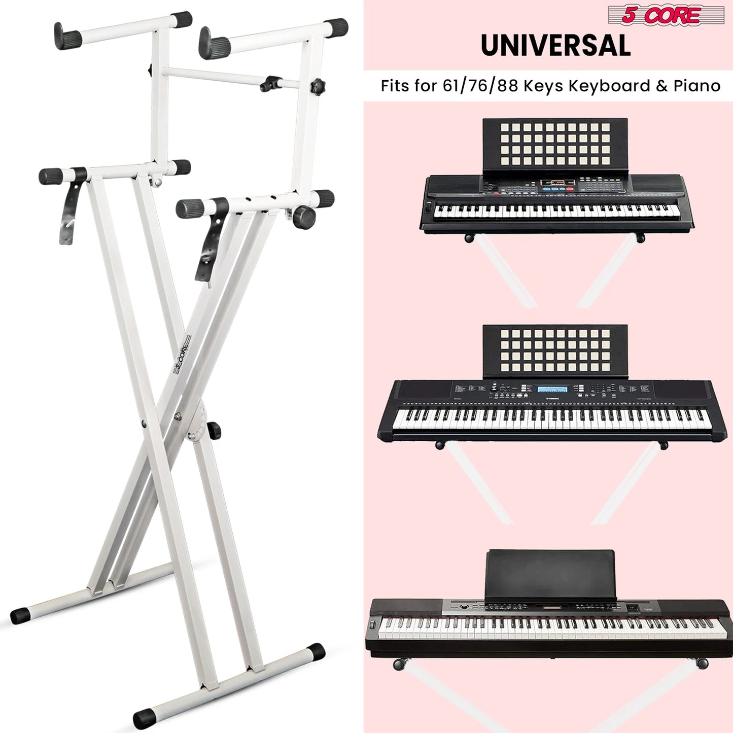 5 CORE 2 Tier Keyboard Stand Double X Style Adjustable