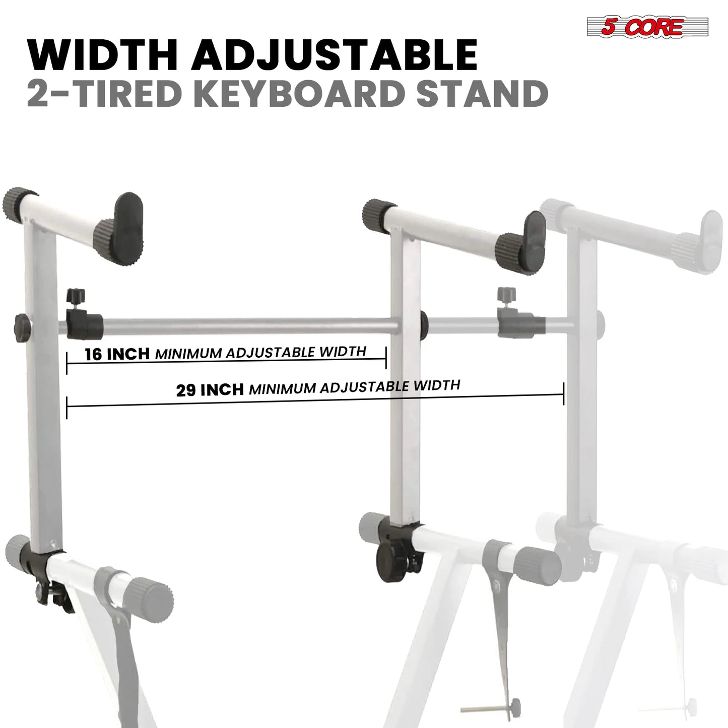 5 CORE 2 Tier Keyboard Stand Double X Style Adjustable