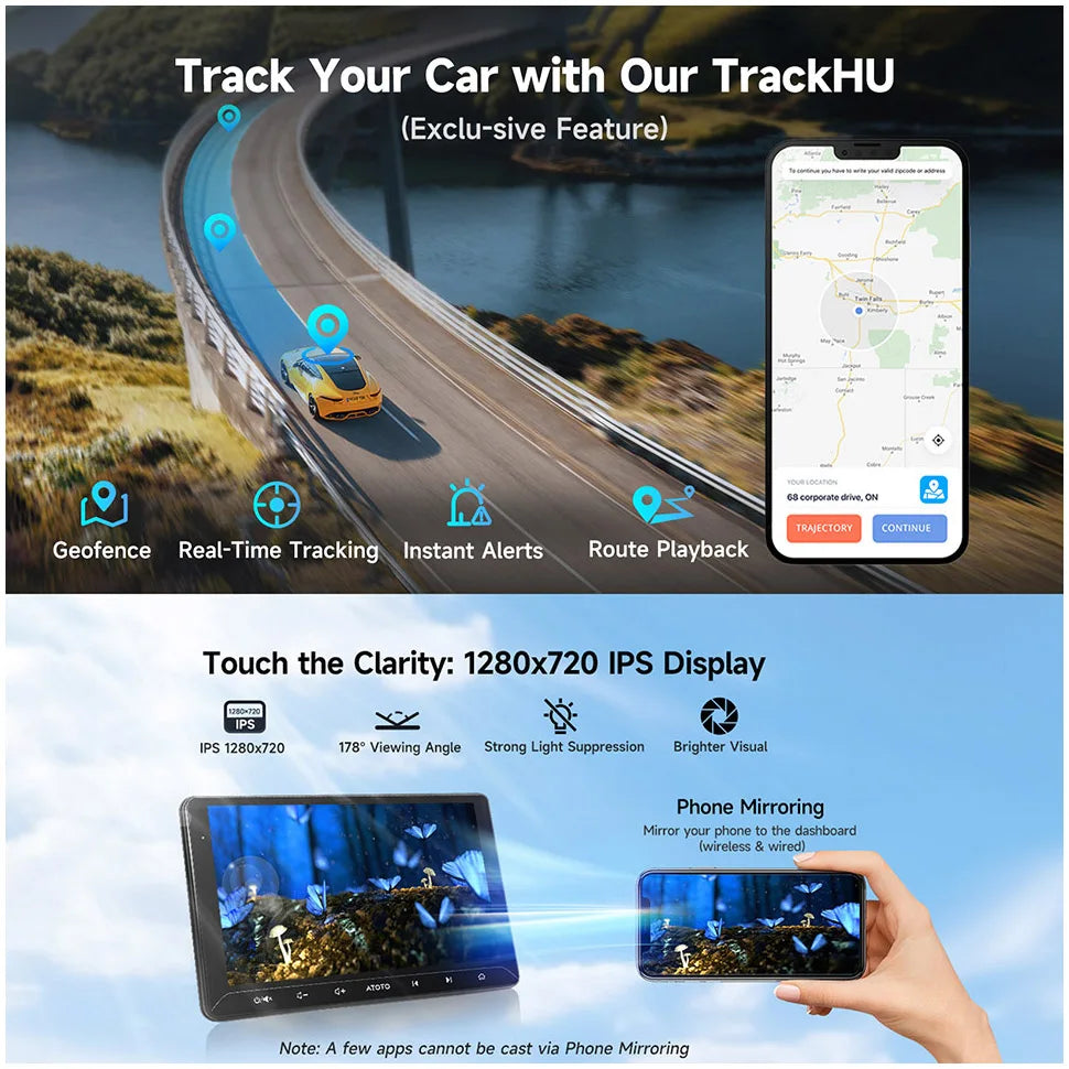 ATOTO 10 Inch Android 2 Din Car Stereo Bluetooth CarPlay