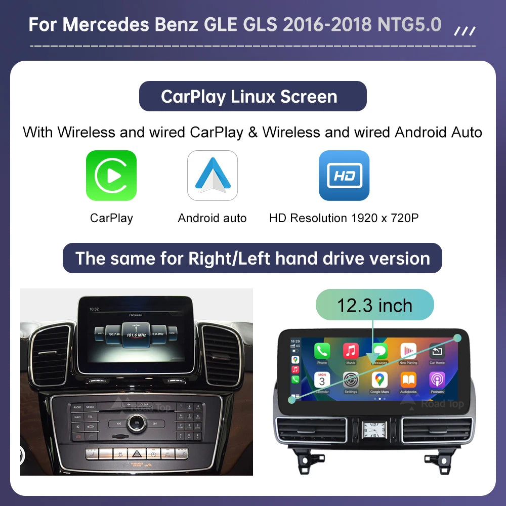 Road Top Linux Touch Screen Car Radio For Mercedes Benz With CarPlay