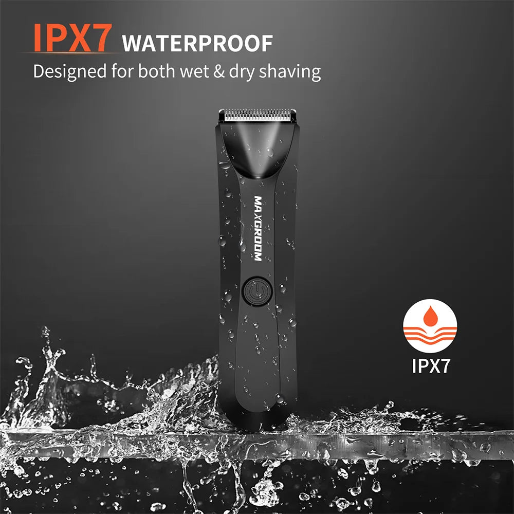 MAXGROOM Body Hair Trimmer IPX7 Waterproof Pubic Groin LED Light
