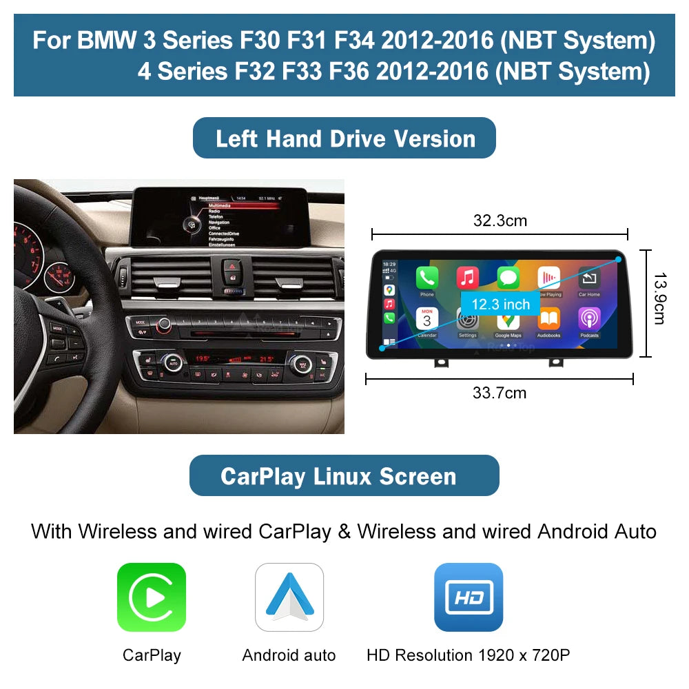 Road Top CarPlay Android Auto Multimedia Display For BMW