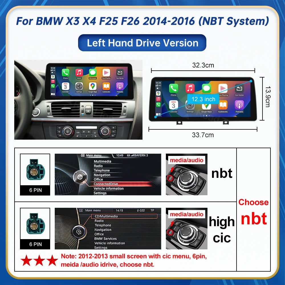 Road Top BMW Touchscreen Linux Display Multimedia Receiver CarPlay For X3 X4