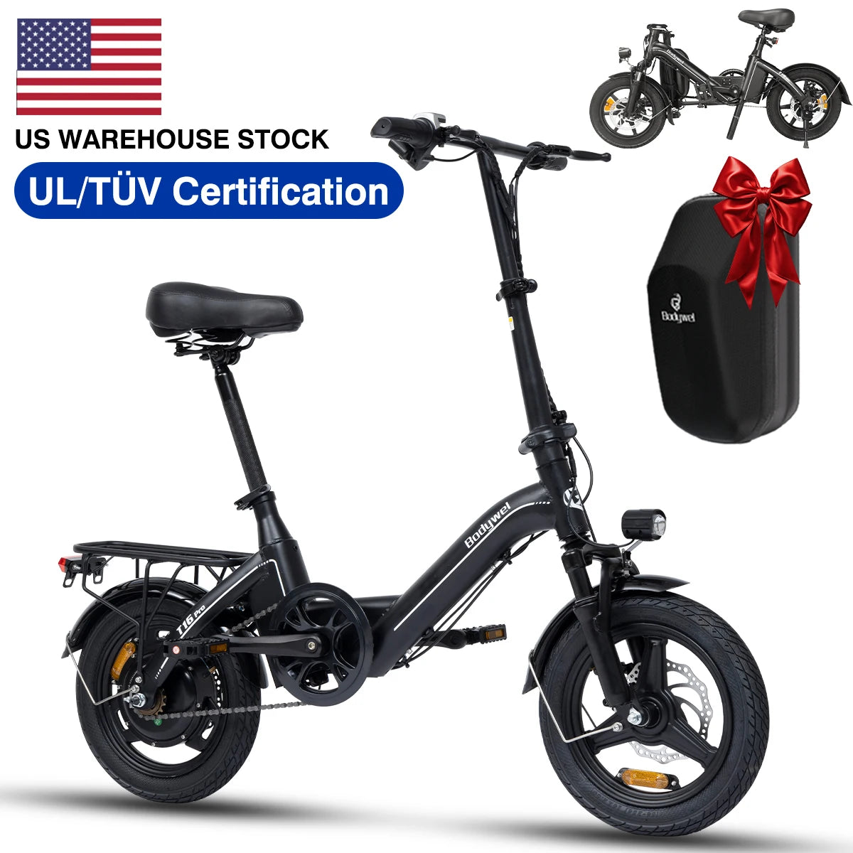 Bodywel T16pro Foldable Electric Bike 750W Motor 20Mph Urban Commuter