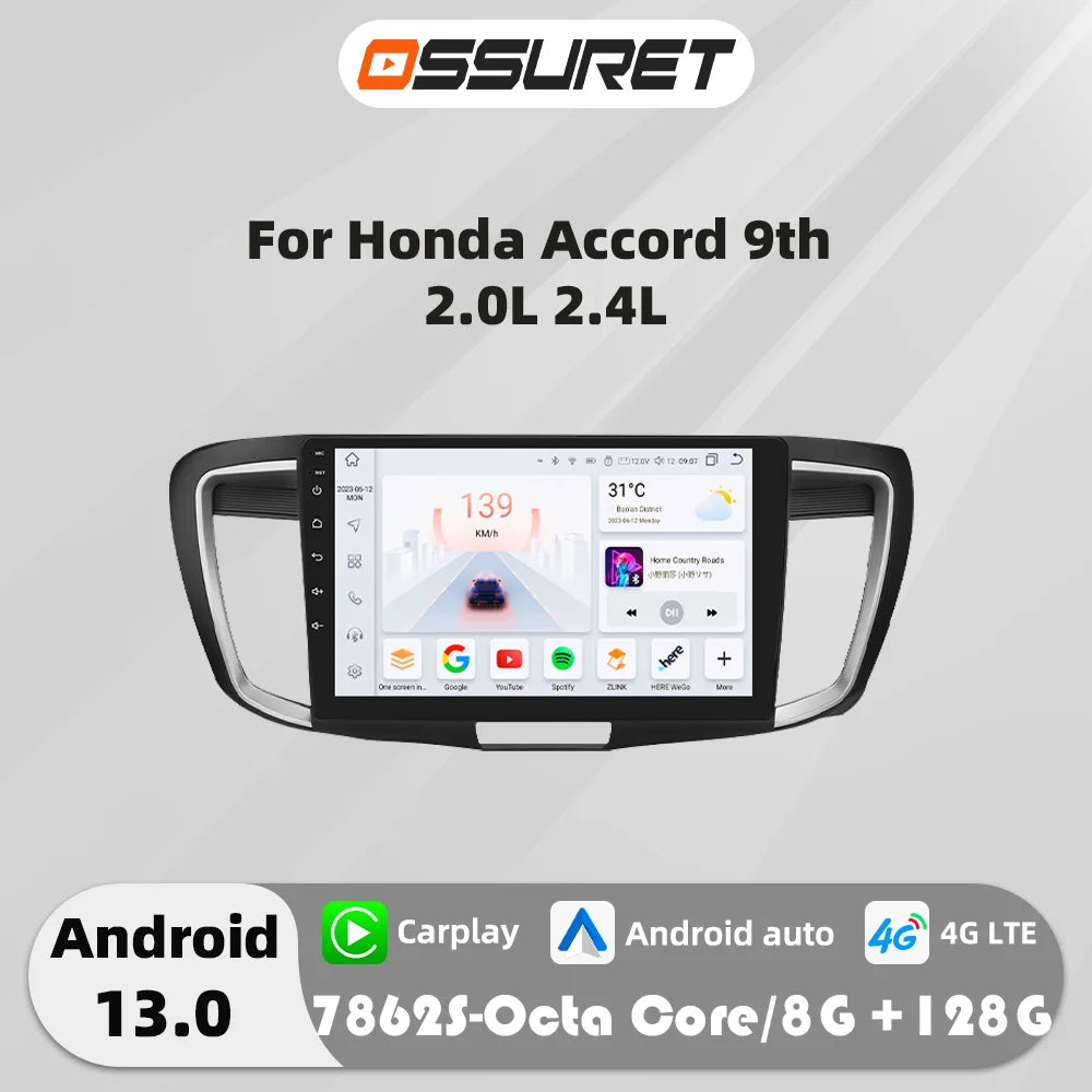 OSSURET Android Auto Car Radio for Honda Accord 9th Gen