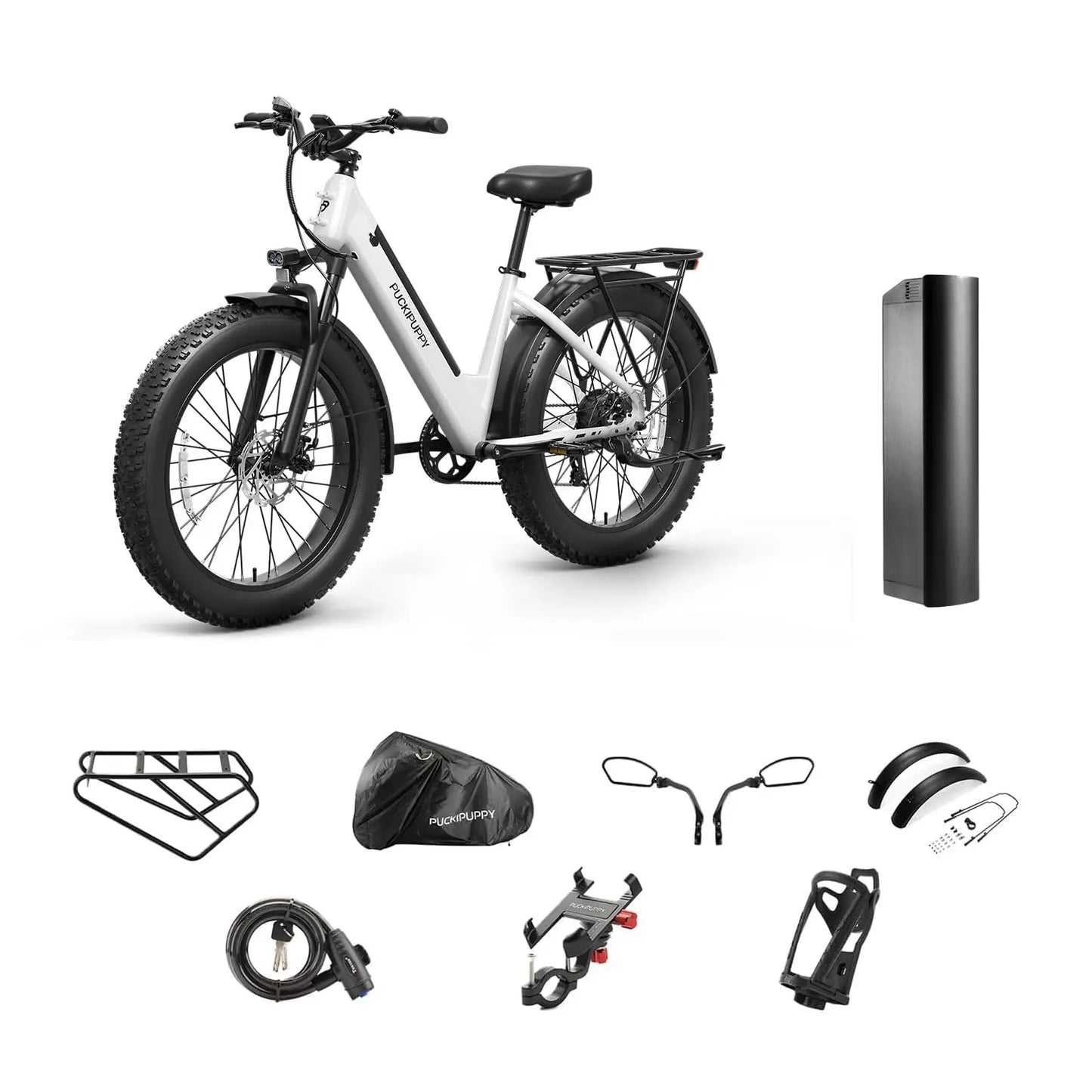 Puckipuppy Samoyed Electric Bike 960W Peak 28MPH Fat Tire