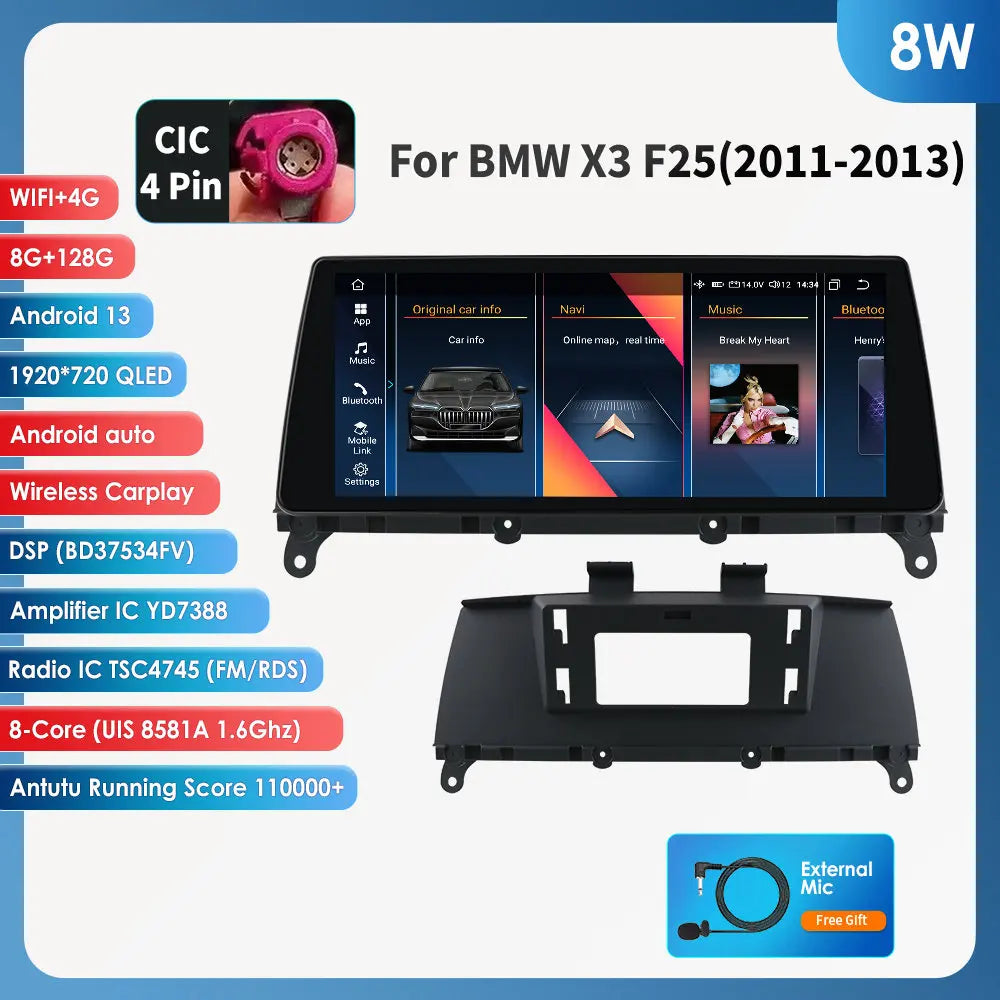 OSSURET CarPlay Android 13 Autoradio BMW X3 X4 F26 F25