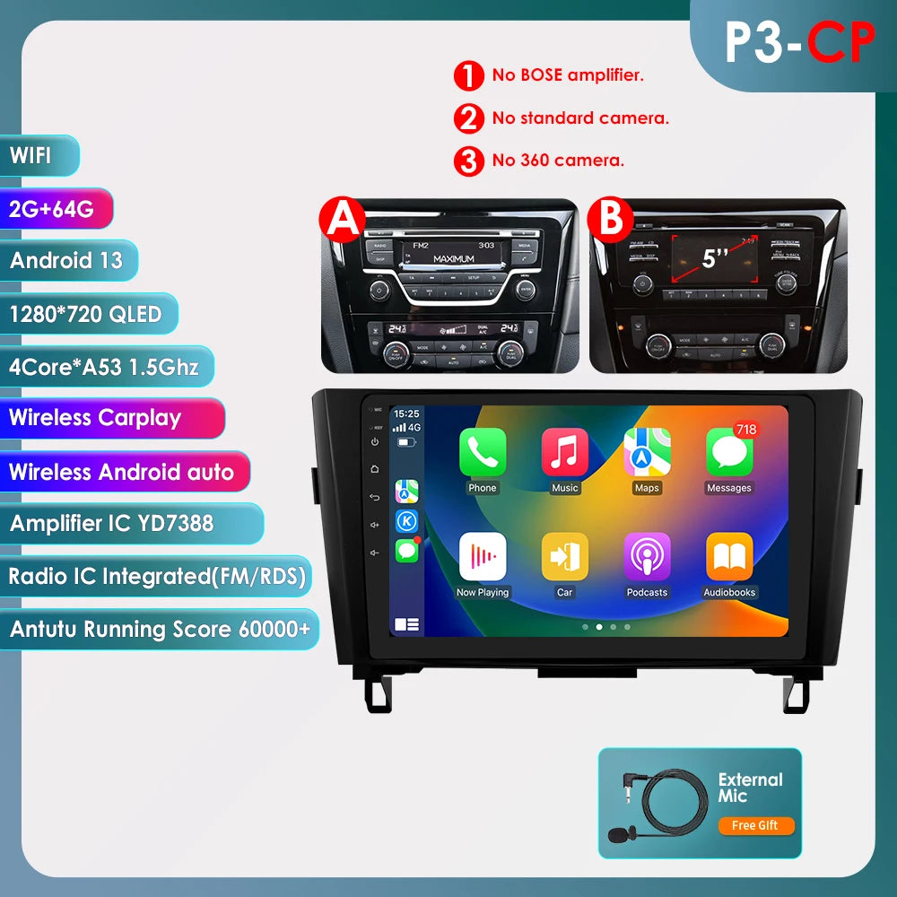 OSSURE Android 14 Car Stereo Nissan Qashqai J11 2DIN