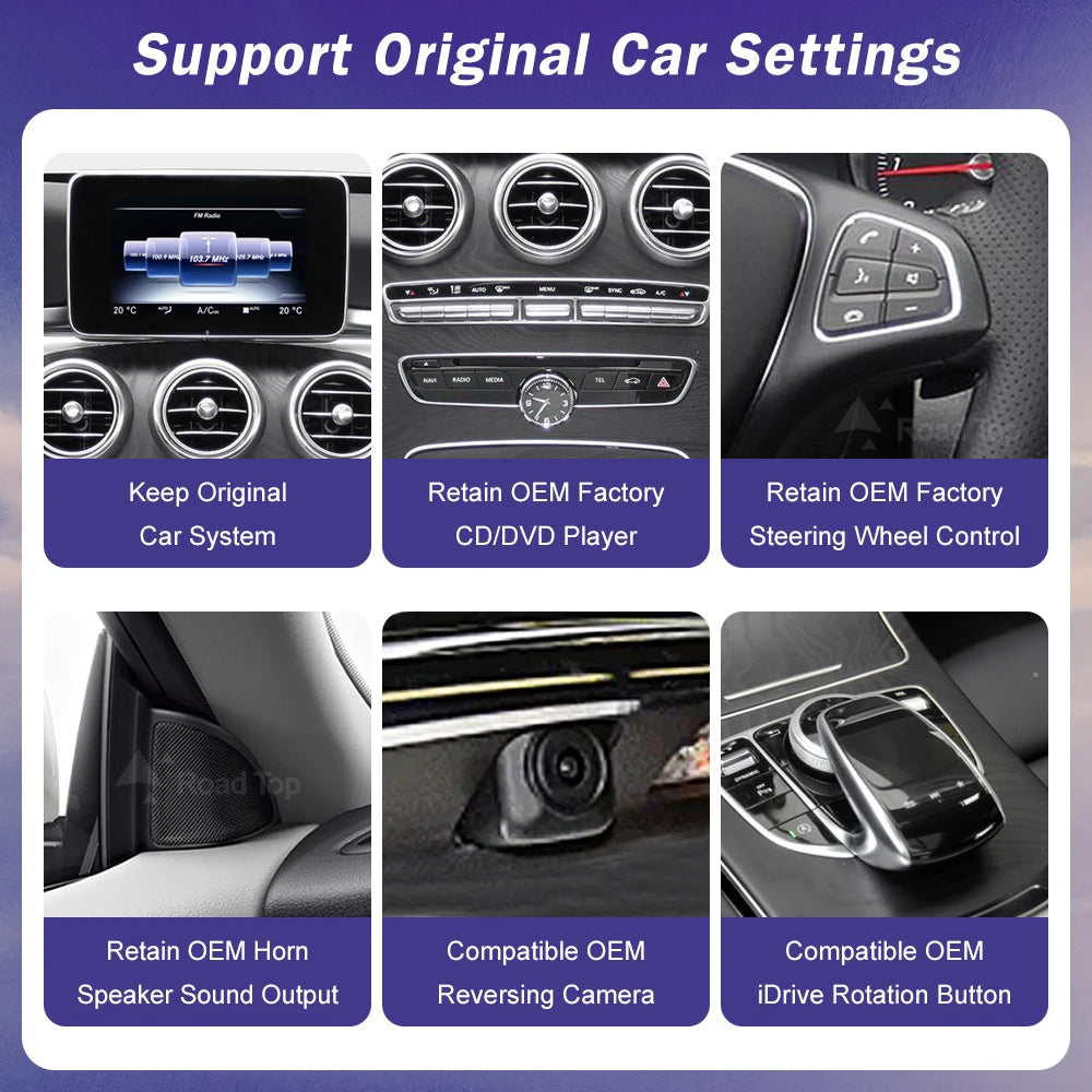 Road Top Wireless CarPlay Linux Screen for Mercedes Benz Vehicles