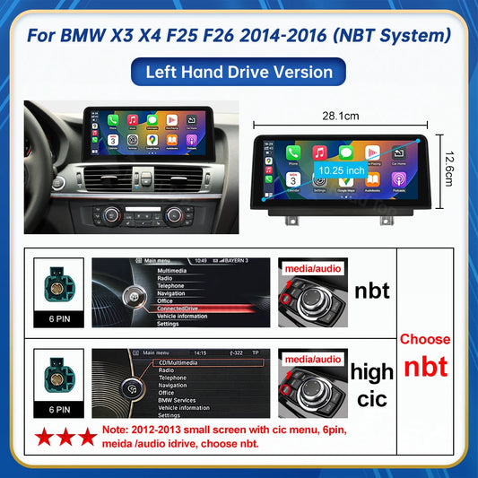 Road Top BMW Touchscreen Linux Display Multimedia Receiver CarPlay For X3 X4