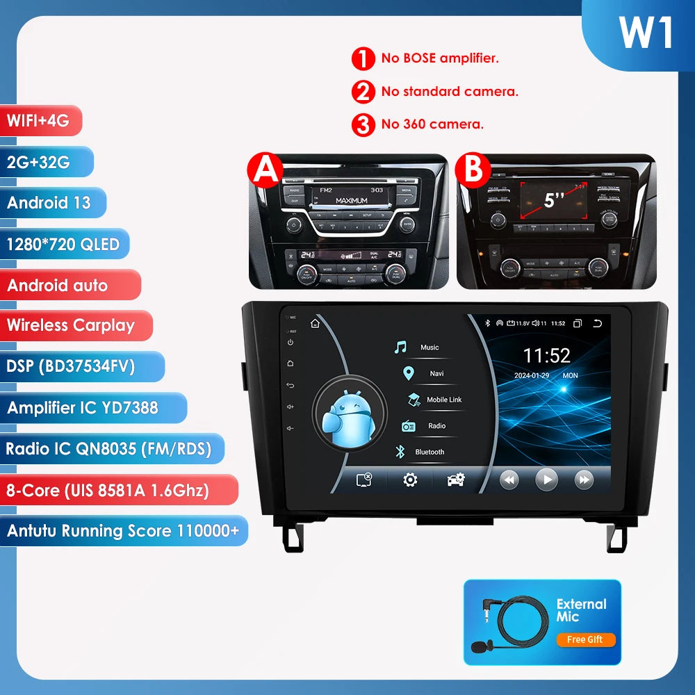 OSSURE Android 14 Car Stereo Nissan Qashqai J11 2DIN