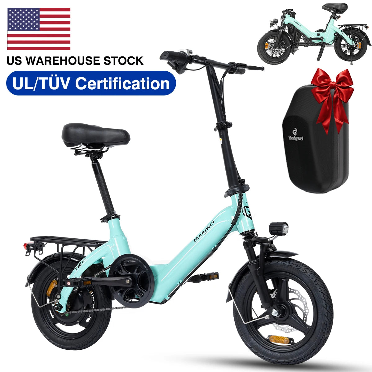 Bodywel T16pro Foldable Electric Bike 750W Motor 20Mph Urban Commuter