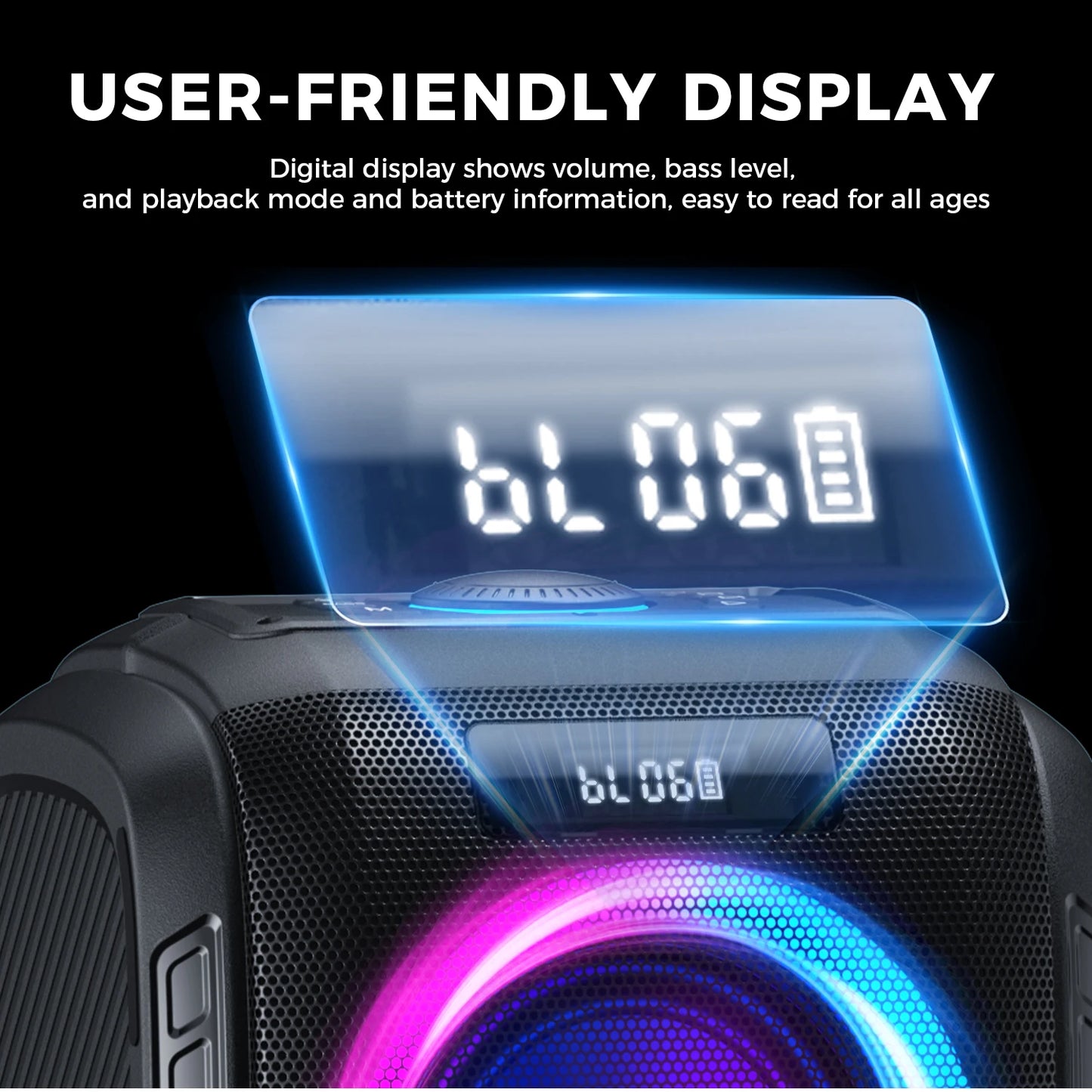 W-KING 250W Bluetooth Speaker Large Party Boombox 120dB