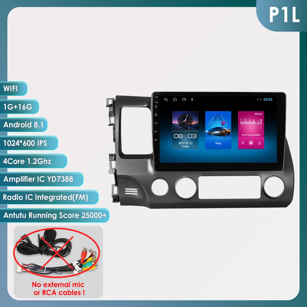 OSSURET Android 12 Car Radio For Honda Civic GPS Navi