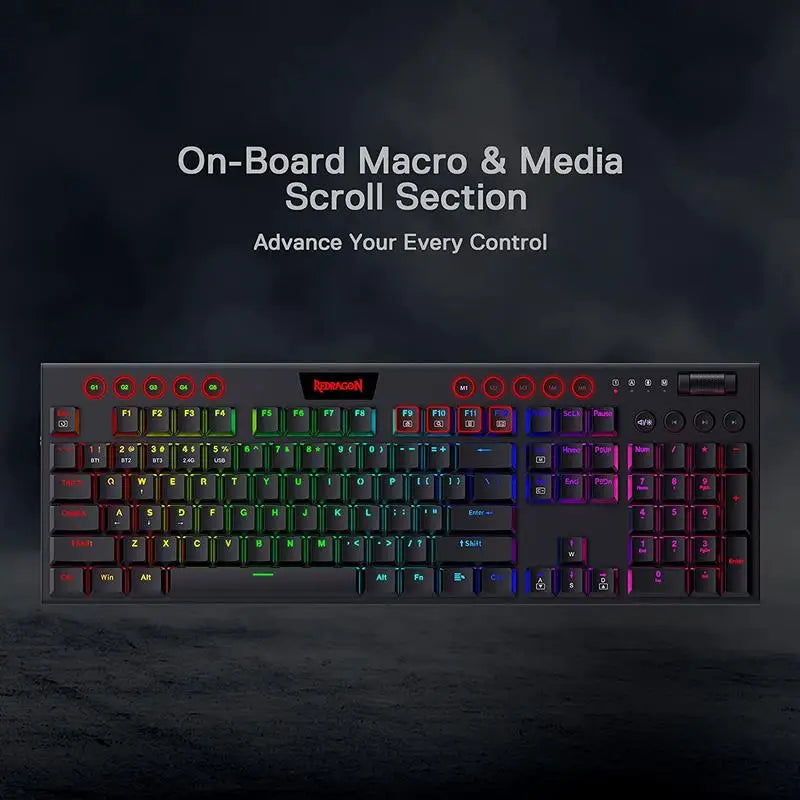 Redragon K618 Horus Wireless RGB Mechanical Keyboard Tri Mode
