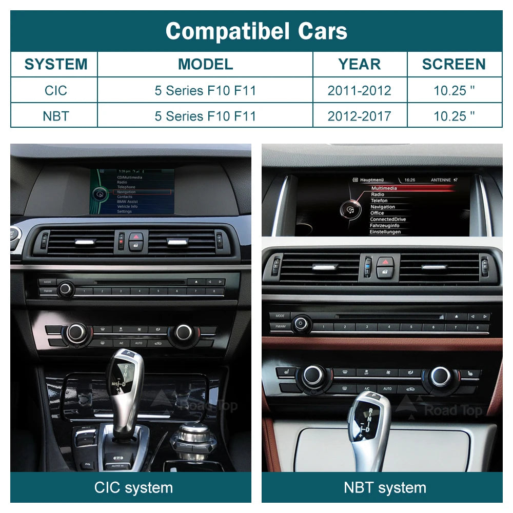 Road Top BMW 5 Series Wireless CarPlay Android Auto Radio
