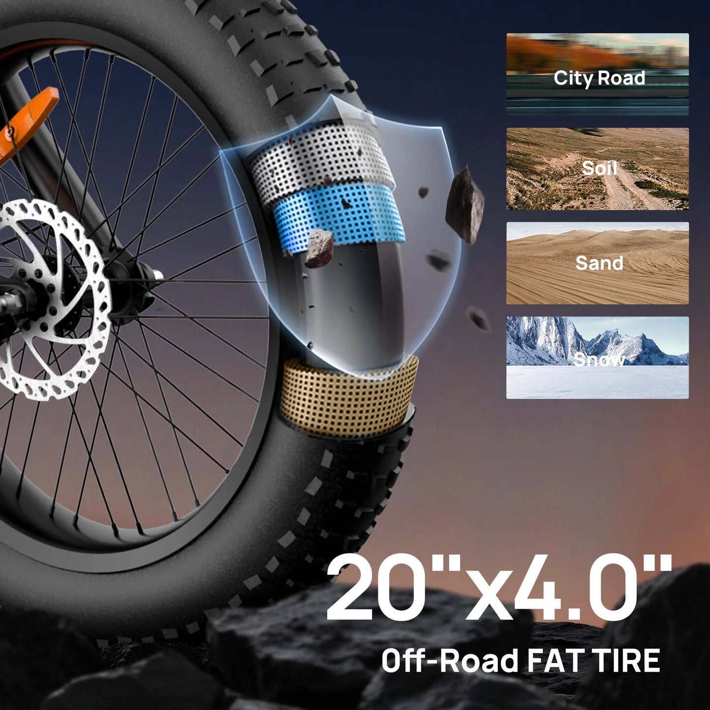 URLIFE 1500W Fat Tire Electric Mountain Bike Removable Battery