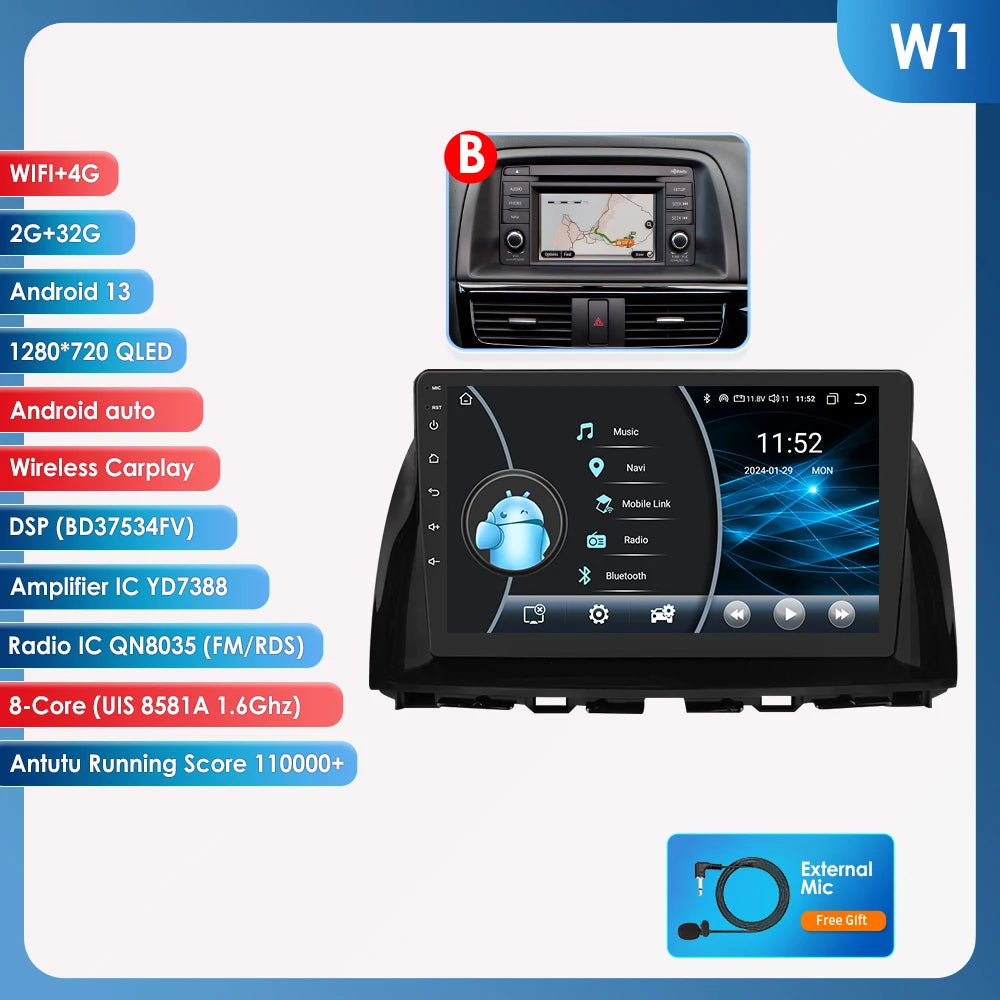 OSSURET Android 13 Mazda CX5 Car Stereo GPS 4G 8Core