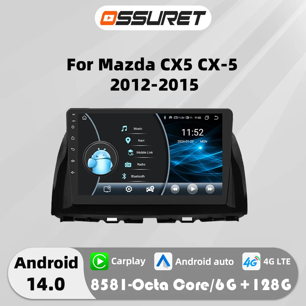 OSSURET Android 13 Mazda CX5 Car Stereo GPS 4G 8Core