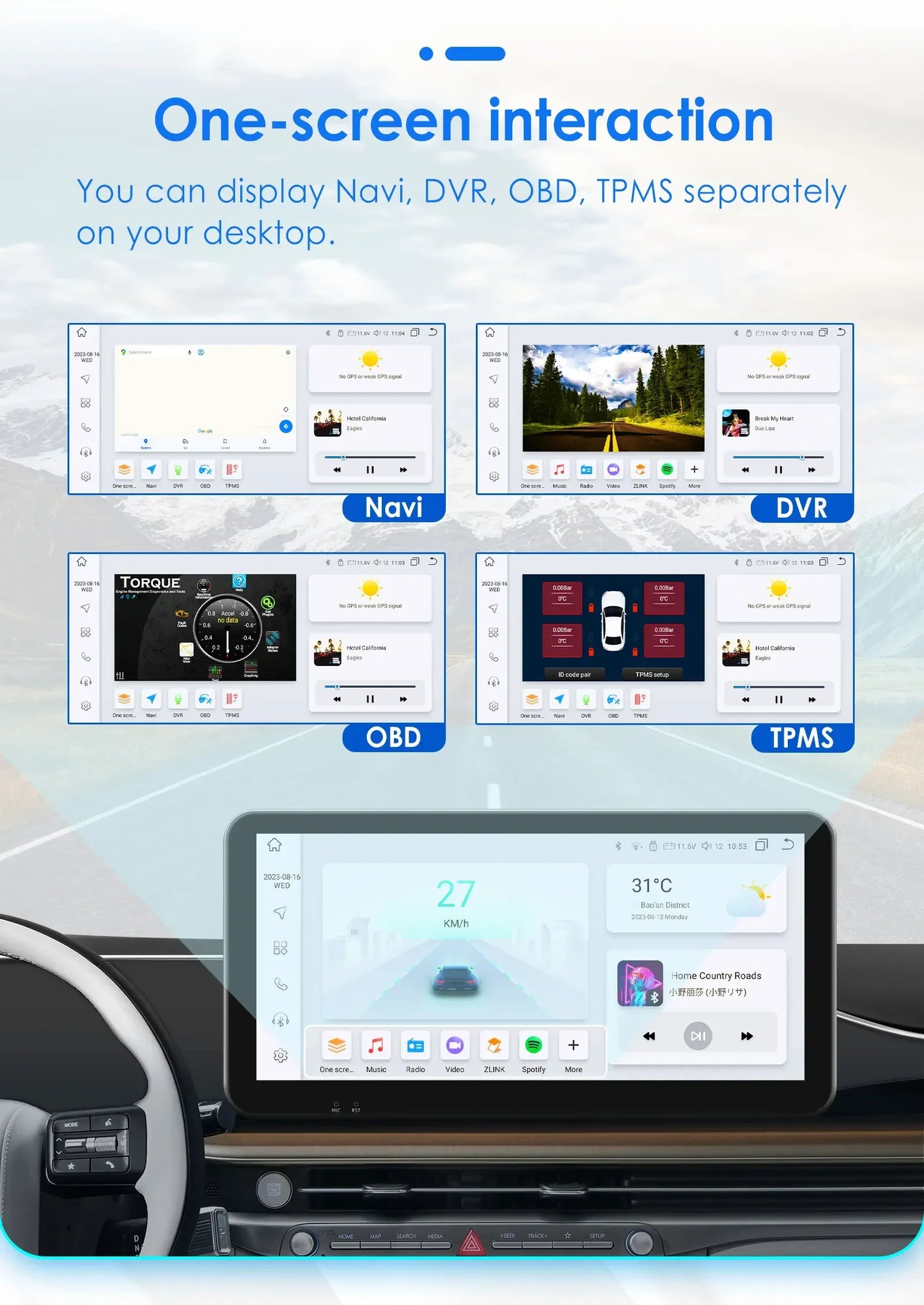 HIZPO Android Auto CarPlay Screen For Honda Accord Radio GPS DSP BT 4G
