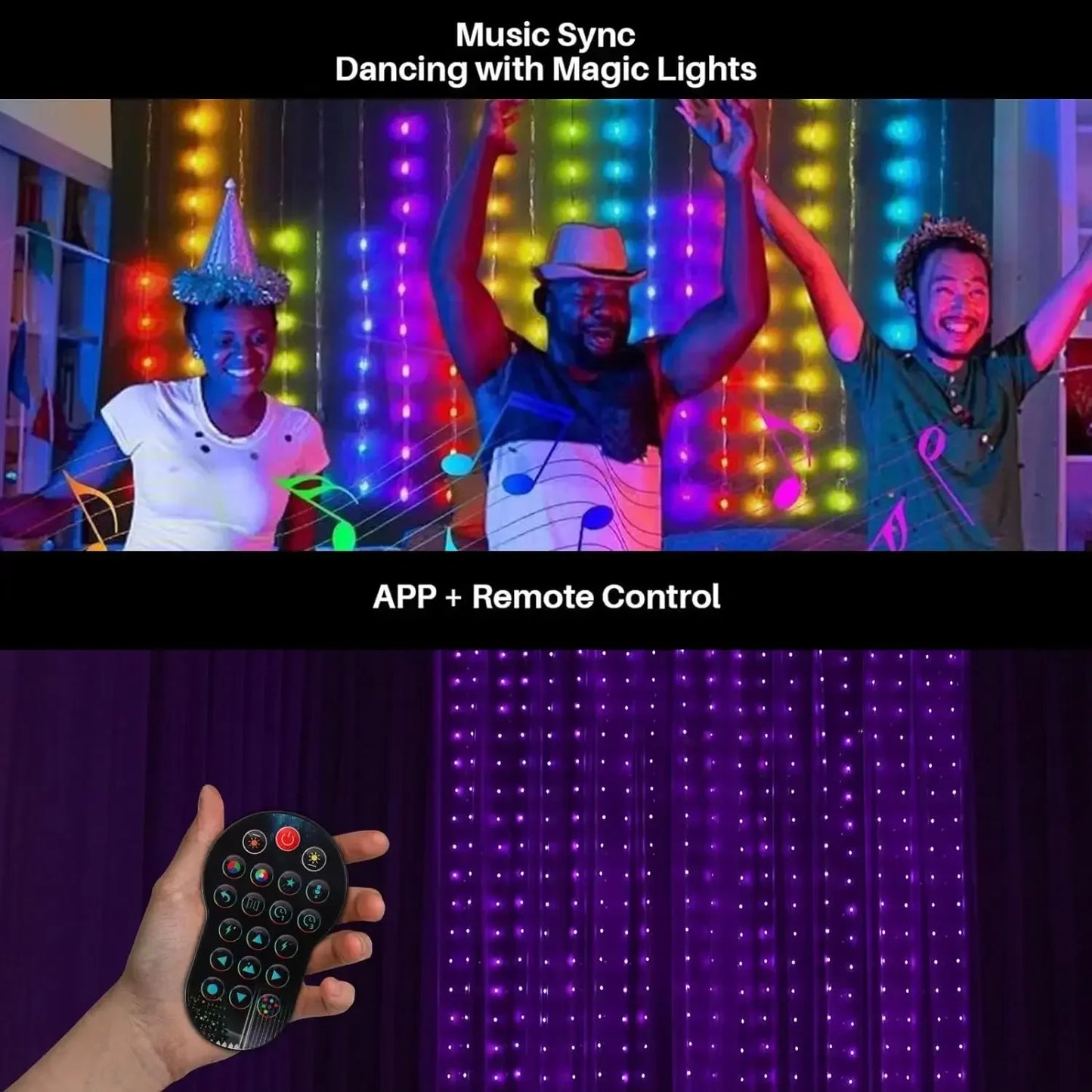 MIMIRGB Smart LED Curtain Lights RGBIC USB App Control