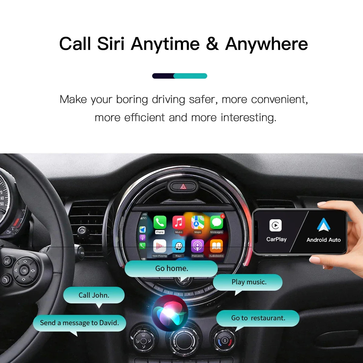 AUTOABC Wireless CarPlay Android Auto For Mini Cooper