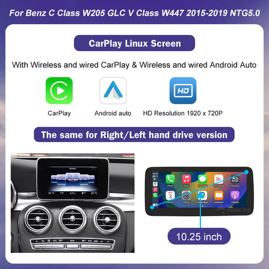 Road Top Wireless CarPlay Linux Screen for Mercedes Benz Vehicles