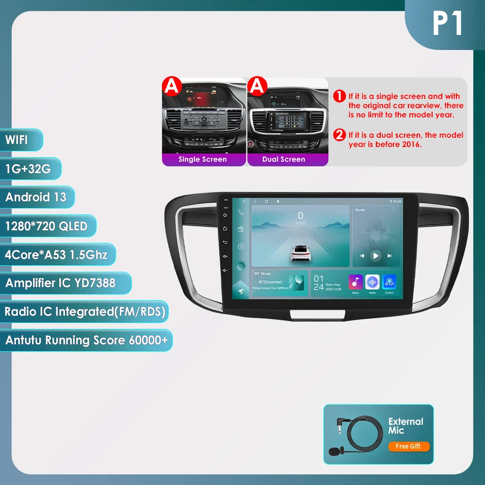 OSSURET Android Auto Car Radio for Honda Accord 9th Gen