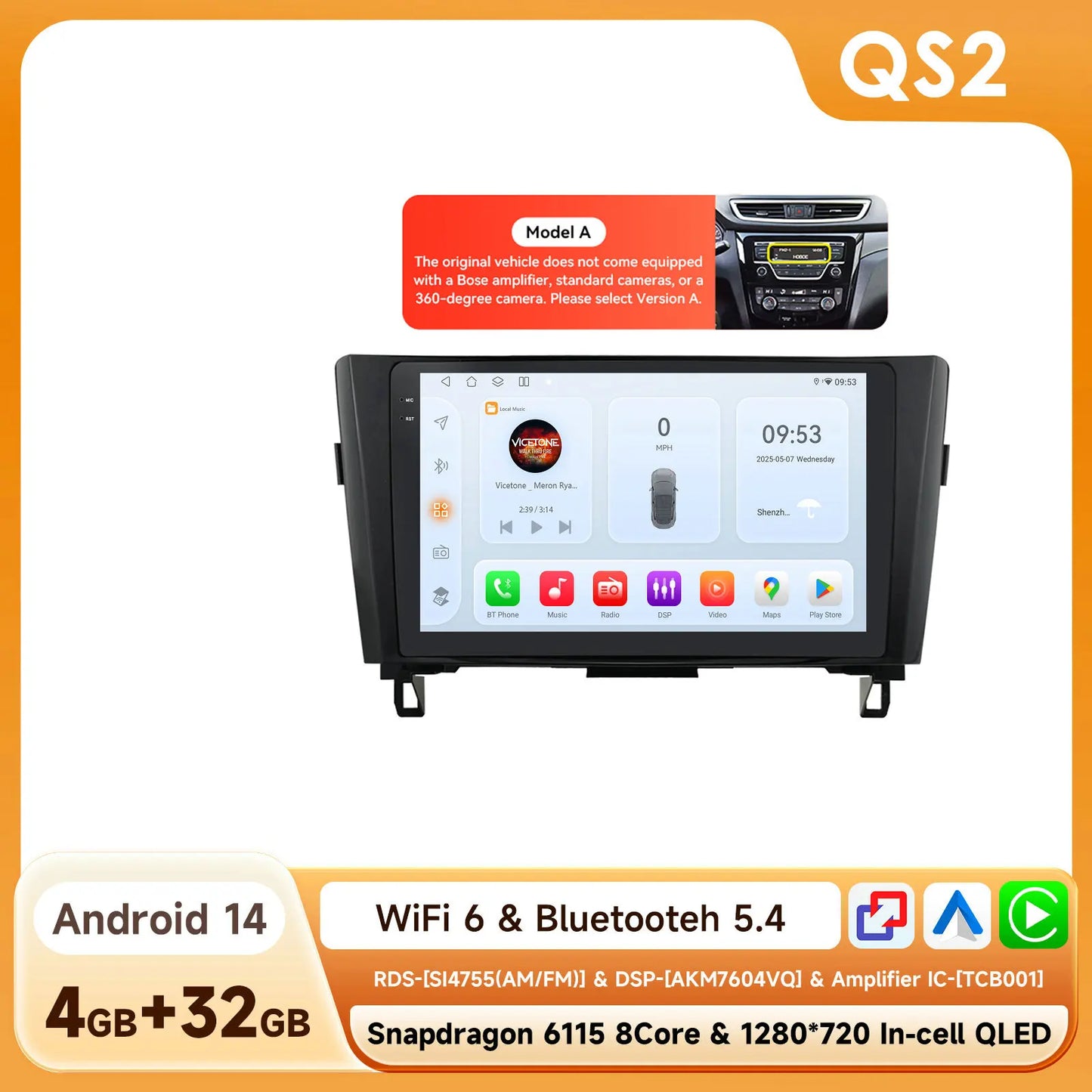 OSSURE Android 14 Car Stereo Nissan Qashqai J11 2DIN