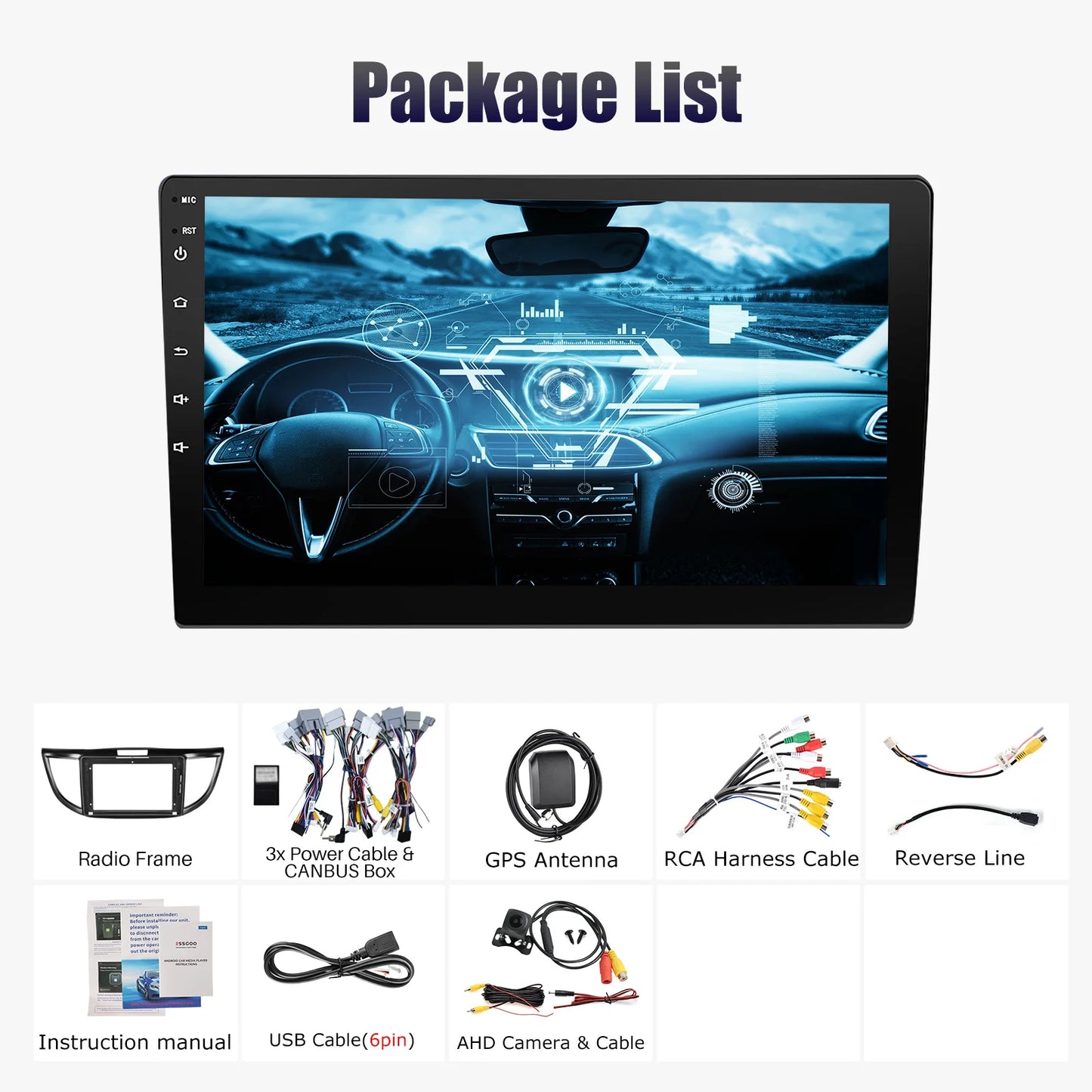 ESSGOO 10 Inch Car Stereo With CarPlay Android Auto GPS