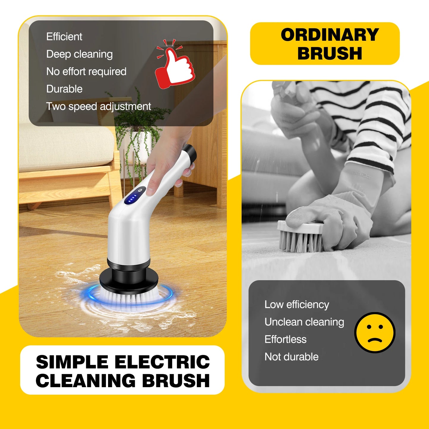 WEIRONG 3 In 1 Electric Cleaning Brush Cordless Spin Scrubber