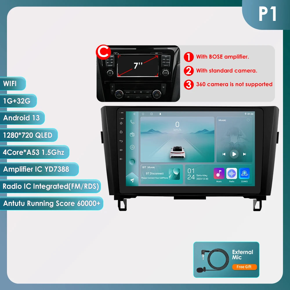 OSSURE Android 14 Car Stereo Nissan Qashqai J11 2DIN