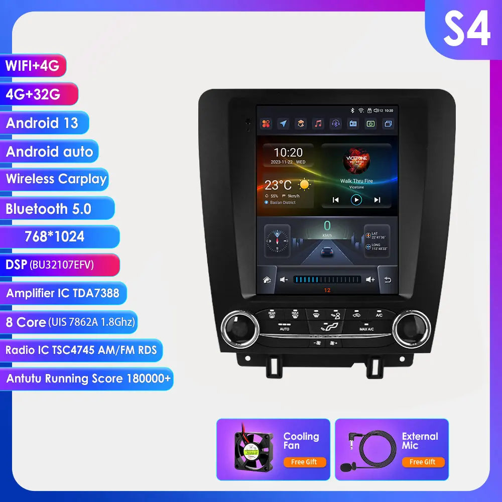 OSSURET Ford Mustang CarPlay Android Auto GPS Stereo Double Din