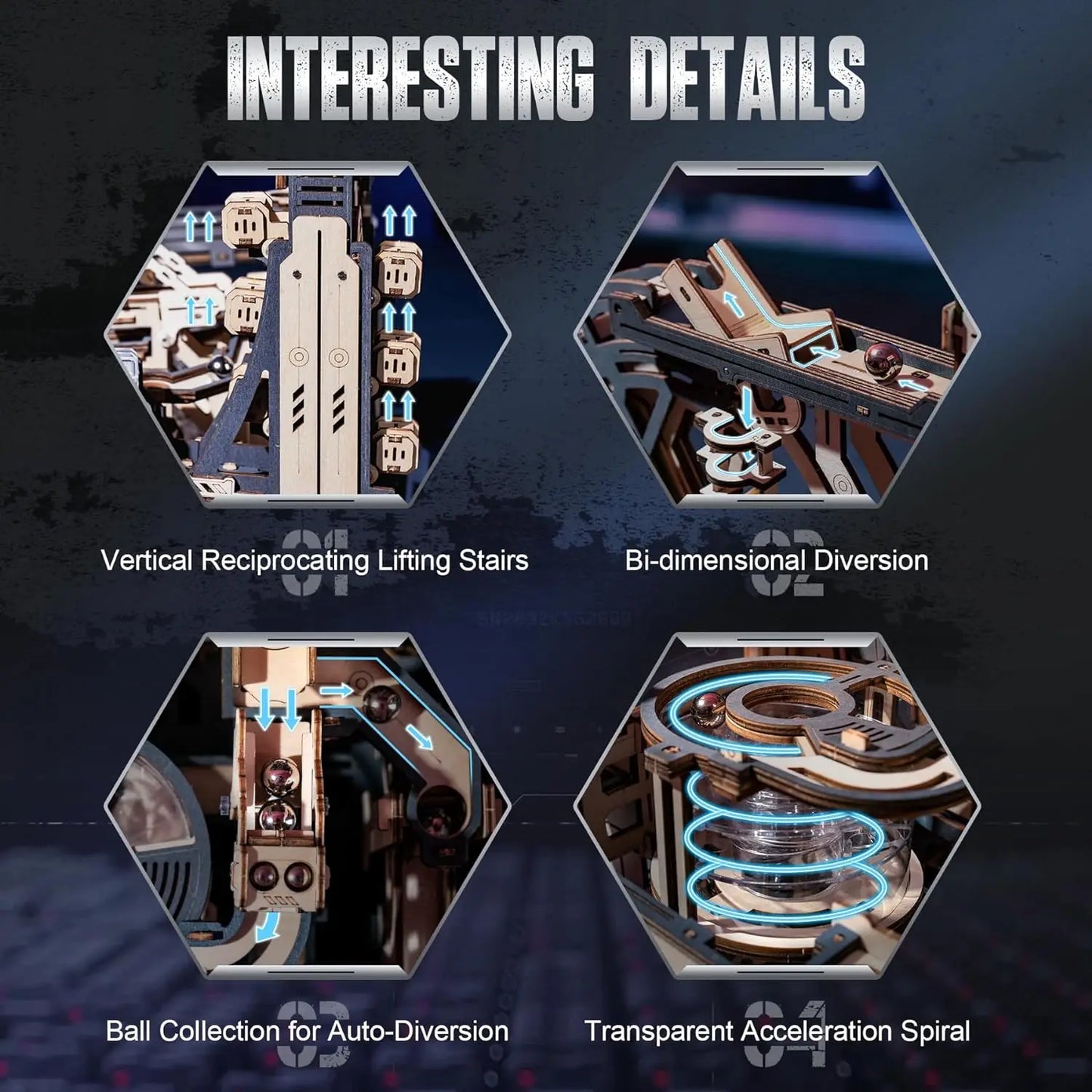 Robotime Marble Spaceport 3D Wooden Puzzle Mechanical Model Kit