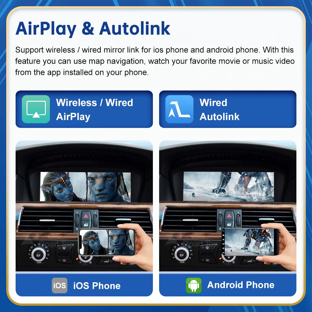 Road Top BMW Wireless Android Auto Mirror Link CarPlay Interface