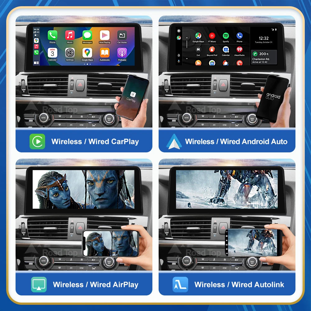 Road Top BMW Touchscreen Linux Display Multimedia Receiver CarPlay For X3 X4