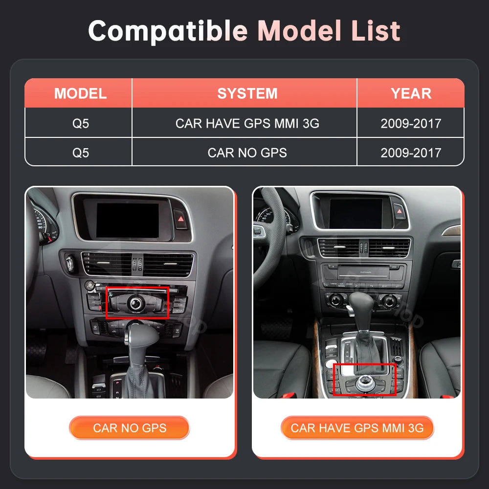 Wincago Audi Q5 Touchscreen Display With Wireless CarPlay Android Auto